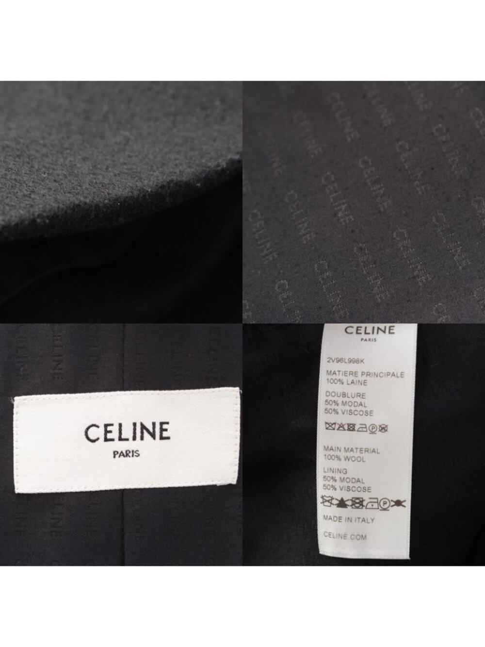 Celine Wool Triomphe Button Loose Military Jacket Black 34 - Picture 9 of 10